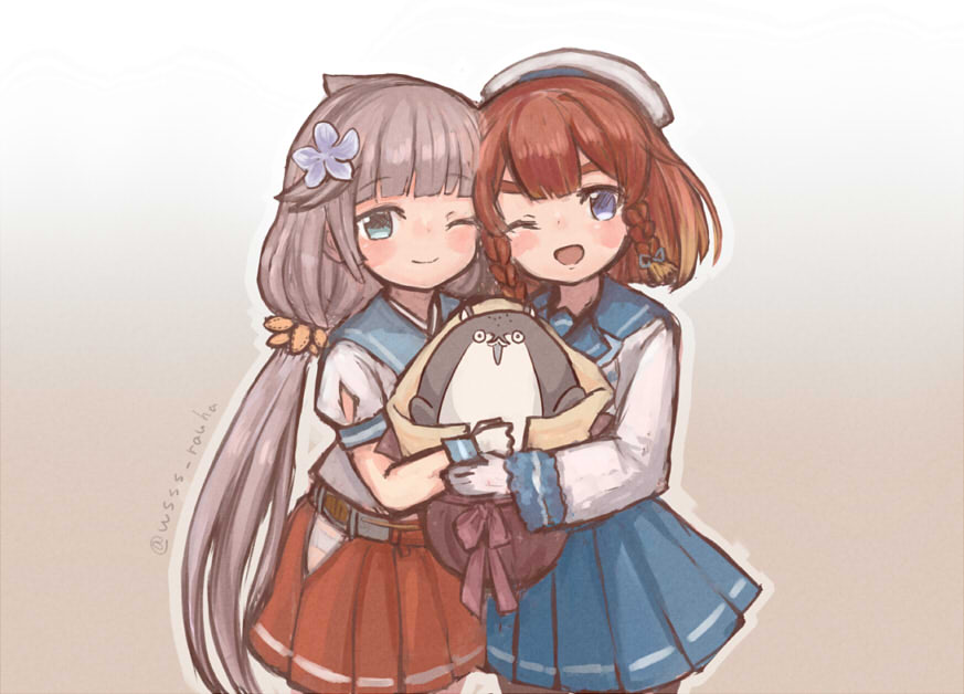 択捉(艦隊これくしょん) 「御蔵ちゃんと択捉ちゃん☺️
#艦これ 」|wss.sのイラスト