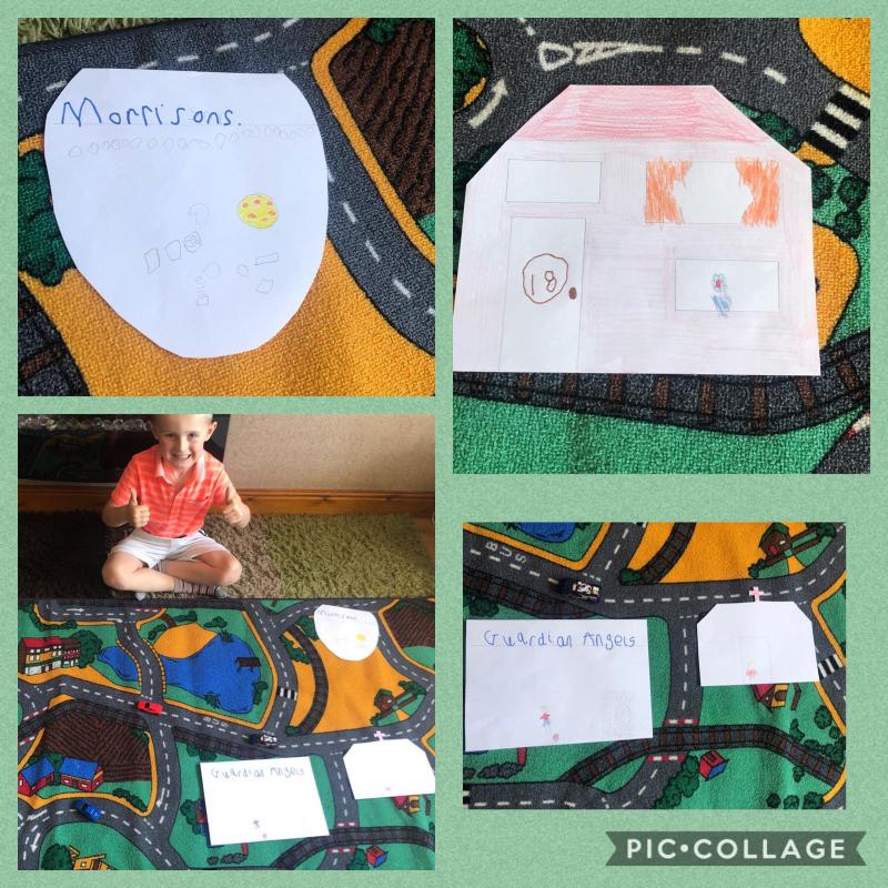 GrdangelsCP's tweet photo. Look at Leo! He is really working hard to complete the home learning tasks and has created his own map of his local area at home. That formation is fantastic Leo, a big well done to you!
Mrs Gazey sends you a big thumbs up! xxxx
#mylocalarea #workinghardathome #superstarwriter! https://t.co/tqgWaFzfLS