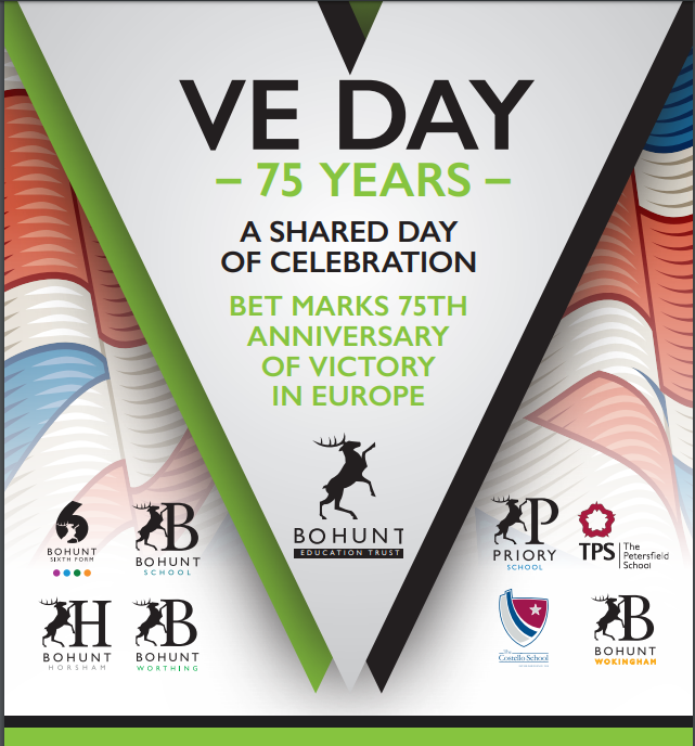 BohuntSchool's tweet photo. Today is #VEDay75 @BohuntSchool, @bohuntsixth
and @Bohunt_Trust.
We are marking the anniversary with a day of shared #celebrations. Watch out for our 
@BohuntSchool
#TimeCapsule and #partypack!  #enjoyrespectachieve #BetterTogether #bestofbohunt #VEDayAtHome https://t.co/GfjmtZY1YI