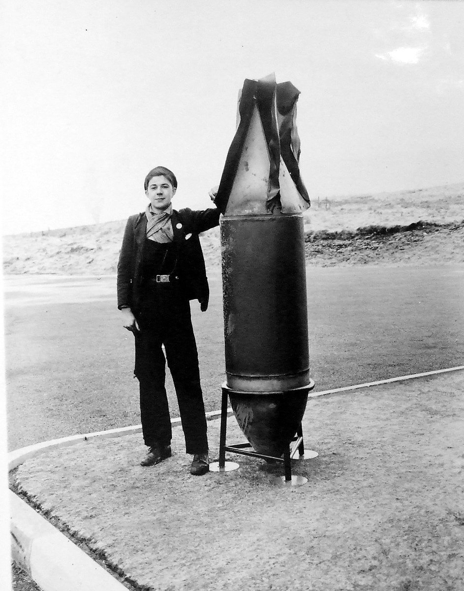 Pictured below is Jimmy Batchen, an employee of British Aluminium’s Lochaber smelter and hydropower plant, with an unexploded 500kg bomb that was dropped by the Luftwaffe on the power house shortly before 9am on 22 December 1940. [1/3] #VEDay #VEDay75