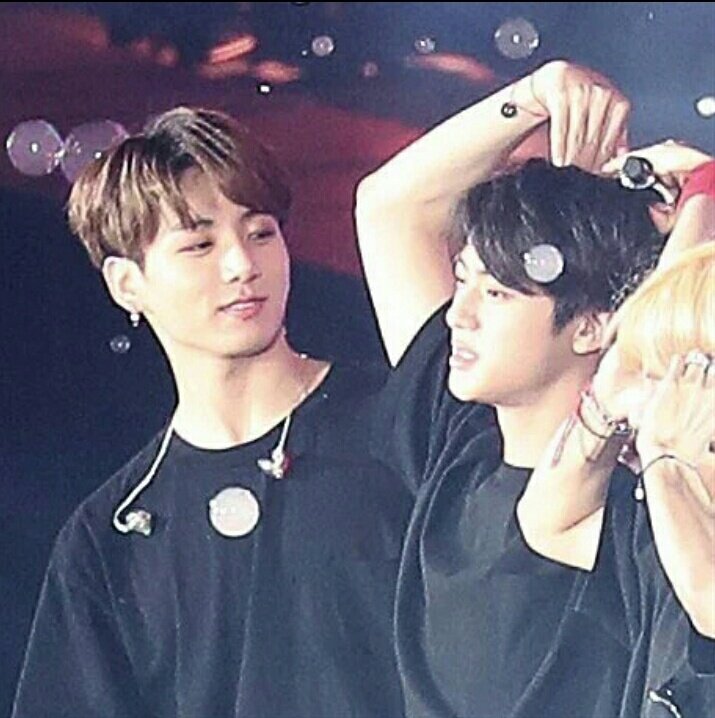 Jungkook looking at Seokjin like his everything, a thread.(caution: excessive heart eyes and the fondest 'jin hyung' smile.):