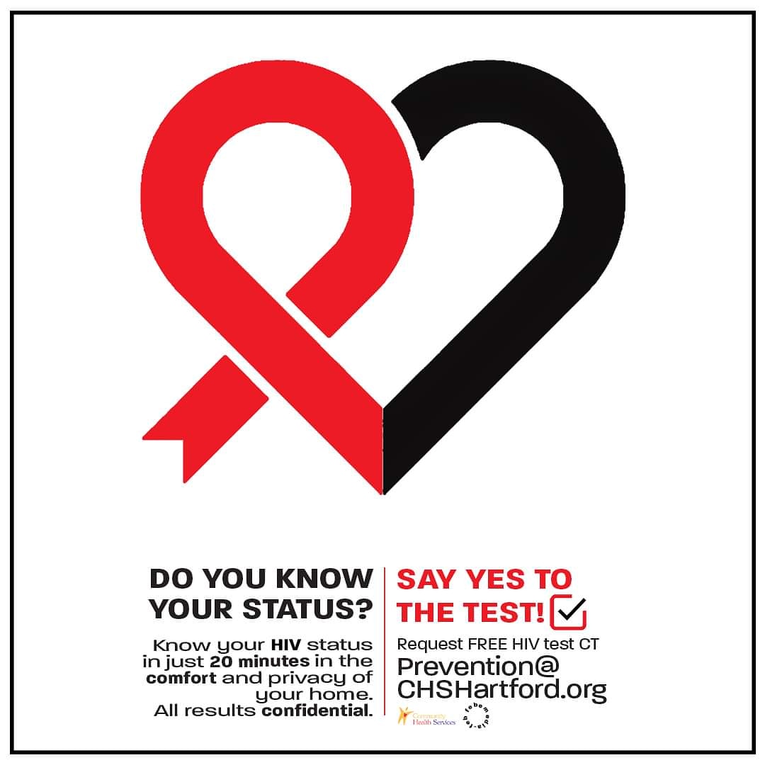 CHS now has FREE in-home HIV test kits. Know your status in the comfort of your home! Just 20 minutes! Send an email to Prevention@CHSHartford.org to request a free HIV test kit.