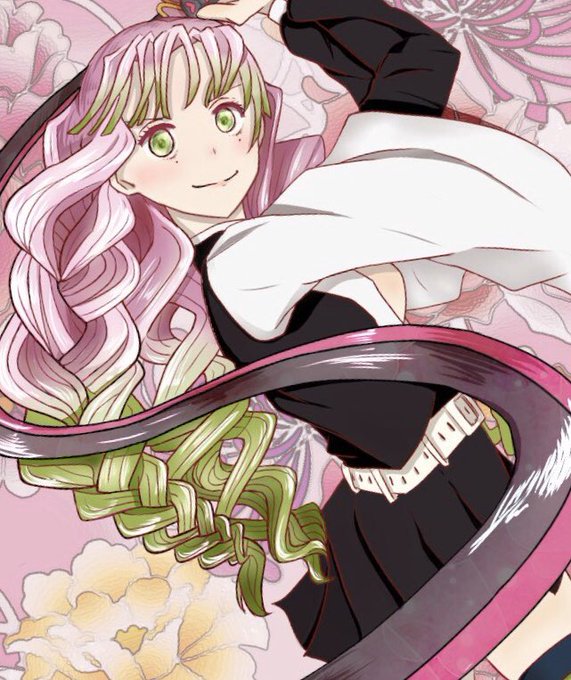 ぽんずさんがTwitterに投稿した甘露寺蜜璃(鬼滅の刃)のイラスト。