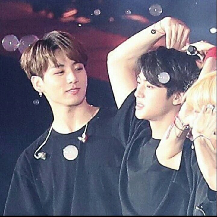 Jungkook looking at Seokjin like his everything, a thread.(caution: excessive heart eyes and the fondest 'jin hyung' smile.):