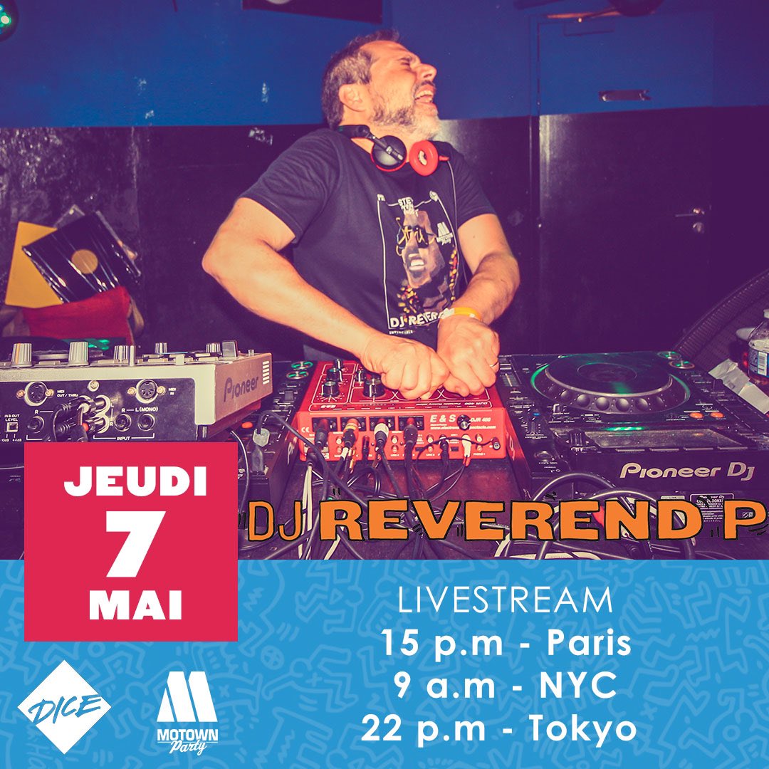 Un peu de musique pour égayer votre après midi avec <a href="/djreverendp/">DJ Reverend P</a> en live, rendez-vous sur mixcloud.com/live/Motown_Pa… à partir de 15h (Paris).