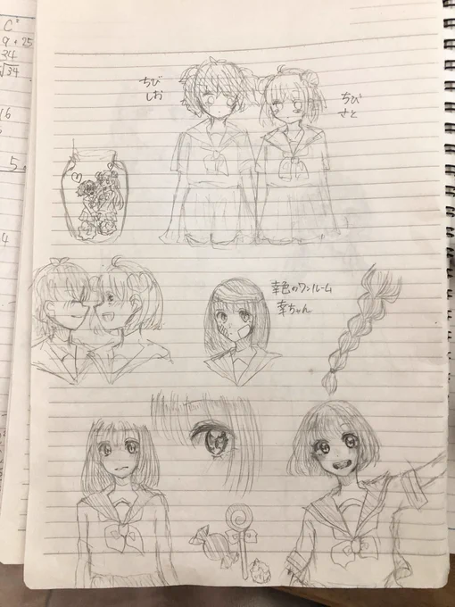 勉強の合間にセーラーの落書き。 