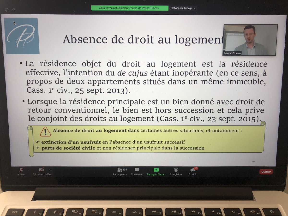 karen_fiol's tweet image. Plus de 130 adhérents ⁦@ChambreNCGP⁩ en e-réunion pour les Régions Languedoc-Roussillon, Provence Alpes Méditerranée. ⁦@pascal_pineau⁩ : Protéger le conjoint survivant : un classique mal maîtrisé. Merci 
#EDRAM