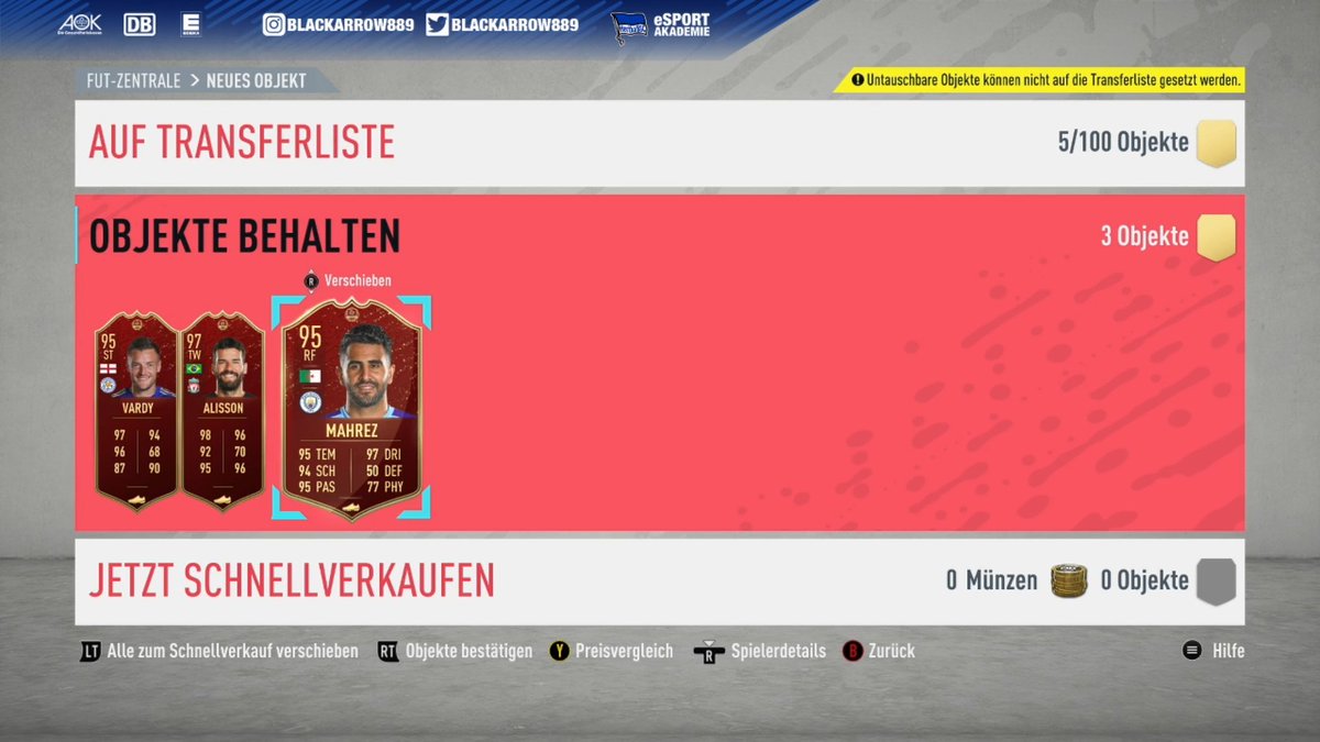 blackarrow889's tweet photo. Rewards waren ganz ok, der Mahrez schmeckt auf beiden Accounts. 🔥 Die anderen beiden TOTS Sets leider nicht so gut gewesen. 🙃 https://t.co/rGyUJvj7QE