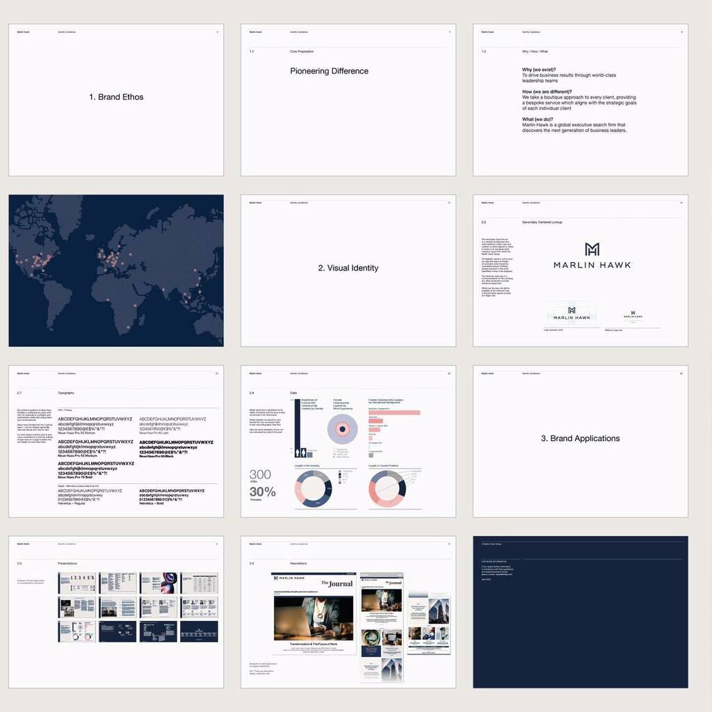 EgelnickStudio's tweet photo. Brand guidelines from our recent brand refresh of global executive search firm Marlin Hawk.Brand guidelines from our recent brand refresh of global executive search firm Marlin Hawk. https://t.co/zu67jzpaP4