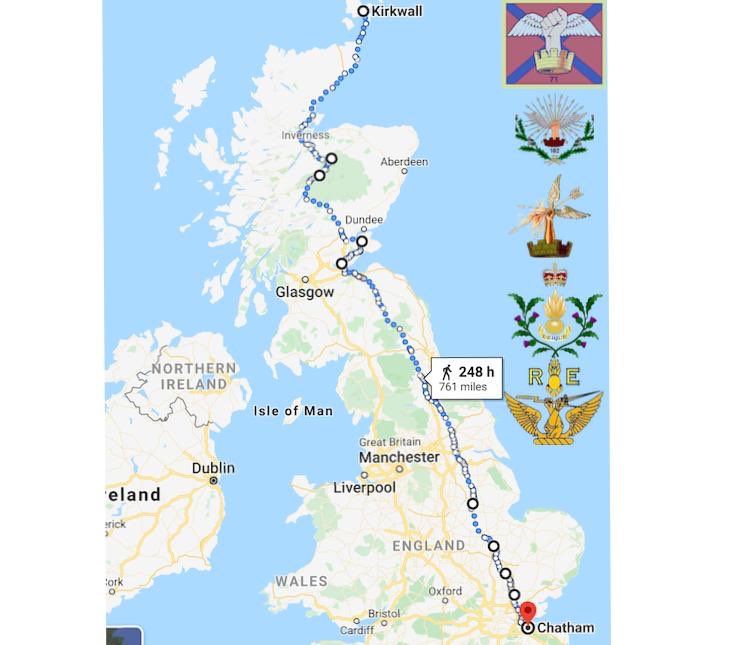 71_Engr_Regt's tweet photo. 71 Engr Regt is running virtually from our most northern point, 10 Tp in Orkney, to HQ RE in Chatham.
Each Sqn is racing to get there! Who will be the quickest?
Capt Grant will watt bike cycle for 24 hrs to kick the event off on Sat 9 May!
Search 71 Engr Regt on Virgin Giving https://t.co/xGcGklCIoM