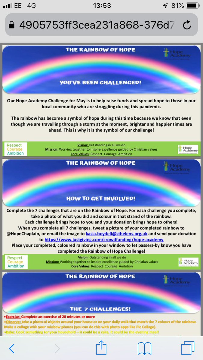 HopeAcademyLHUB's tweet photo. Rise to the Rainbow challenge @Hope_Academy #amindtobekind https://t.co/0JjCTswqWW