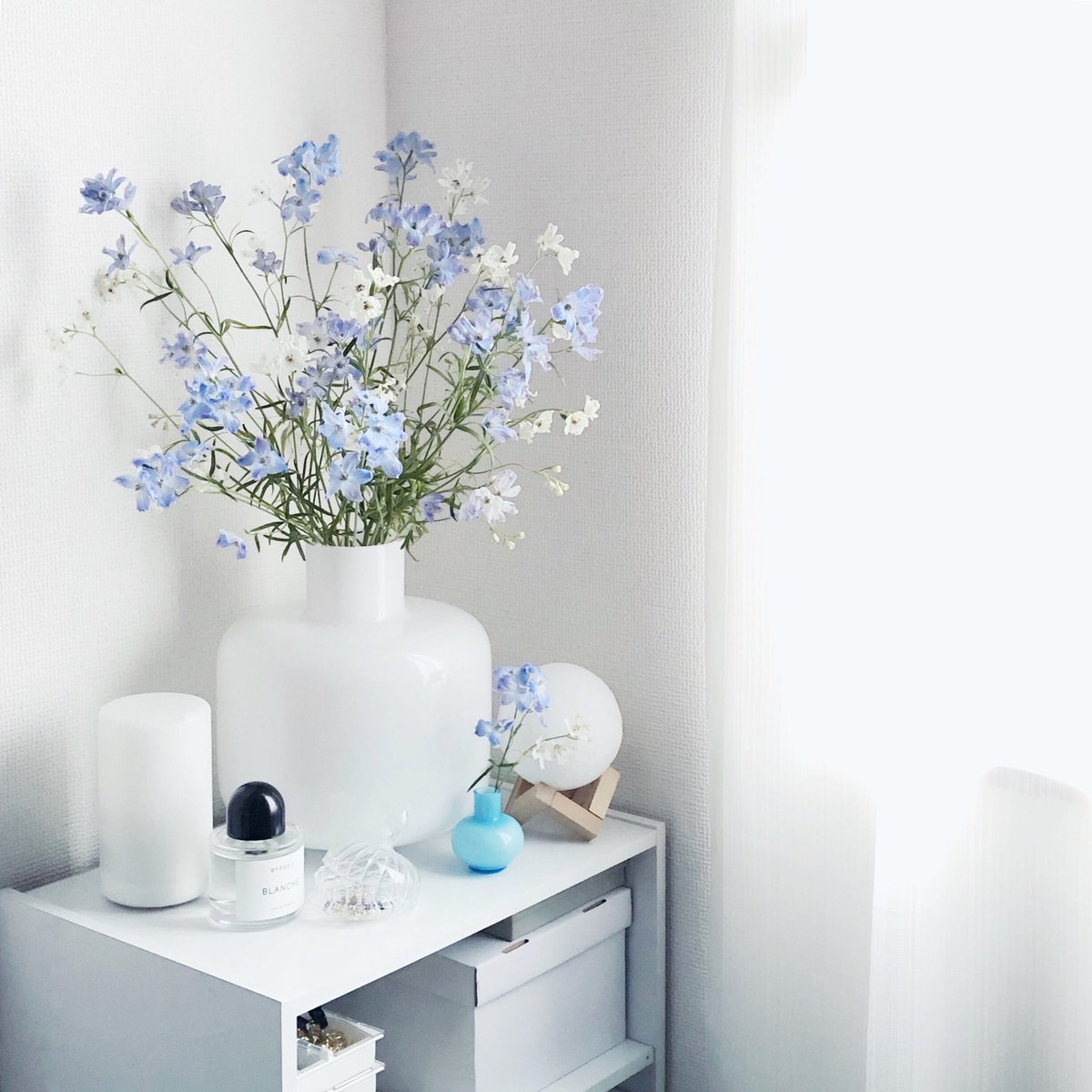 水色花匠 Mizuirokasho Twitterissa 落ち着いた雰囲気 早くいえに帰りたい理由 Mizuirokasho 水色花匠 デルフィニウム Delphinium Quarantinelife Marimekko マリメッコ Byredo