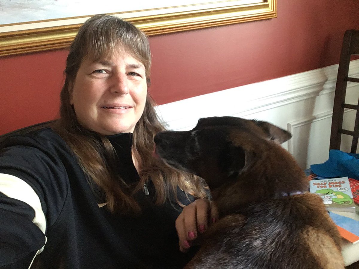 How are you doing teaching from home they ask?  Well, I’m doing okay, however my assistant is a bit needy today!  
Happy Teacher’s Appreciation Week to all my coworkers and teacher friends out there!