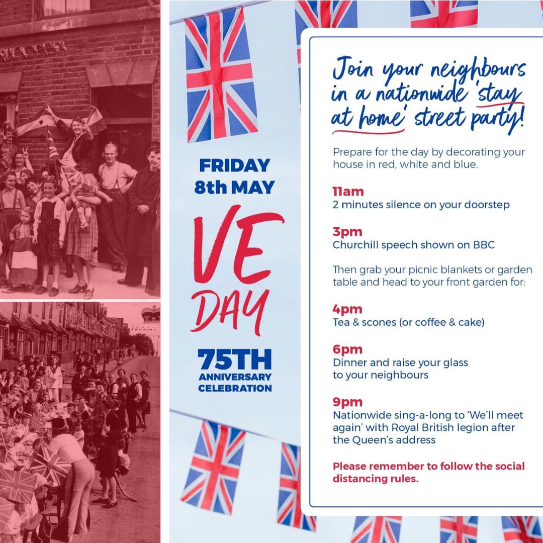 VE Day celebrations shouldn’t be missed due to the circumstances, it is important for the country to come together and remember the bravery of those who gave up so much for our freedom. Join your community tomorrow with this unique street party alternative! 🇬🇧

#VEday #75years