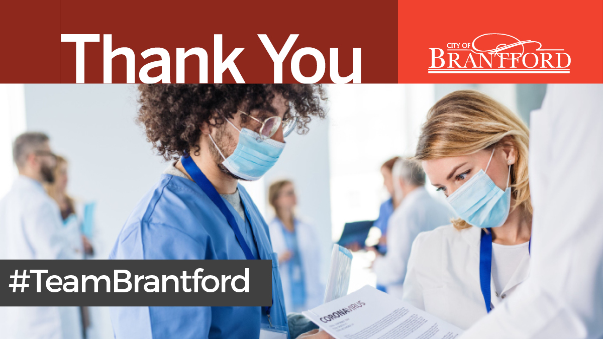 CityofBrantford's tweet photo. Our community owes a profound debt of gratitude to all of our emergency services staff, health professionals and City staff who are delivering essential services to residents throughout the duration of the Covid-19 pandemic.  #TeamBrantford #ThankfulThursday https://t.co/Lzxm7VvxJp