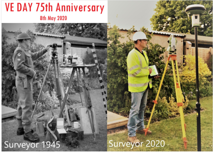 cuthers41's tweet image. VE Day 75th Anniversary. BH Friday 8th May the end of WW2. 56 Ordnance Survey employees were killed on active duty during WW2, I&apos;ll be raising a glass to them also. A depiction of a Field Surveyor 1945 v 2020. #WeAreOS #OrdnanceSurvey