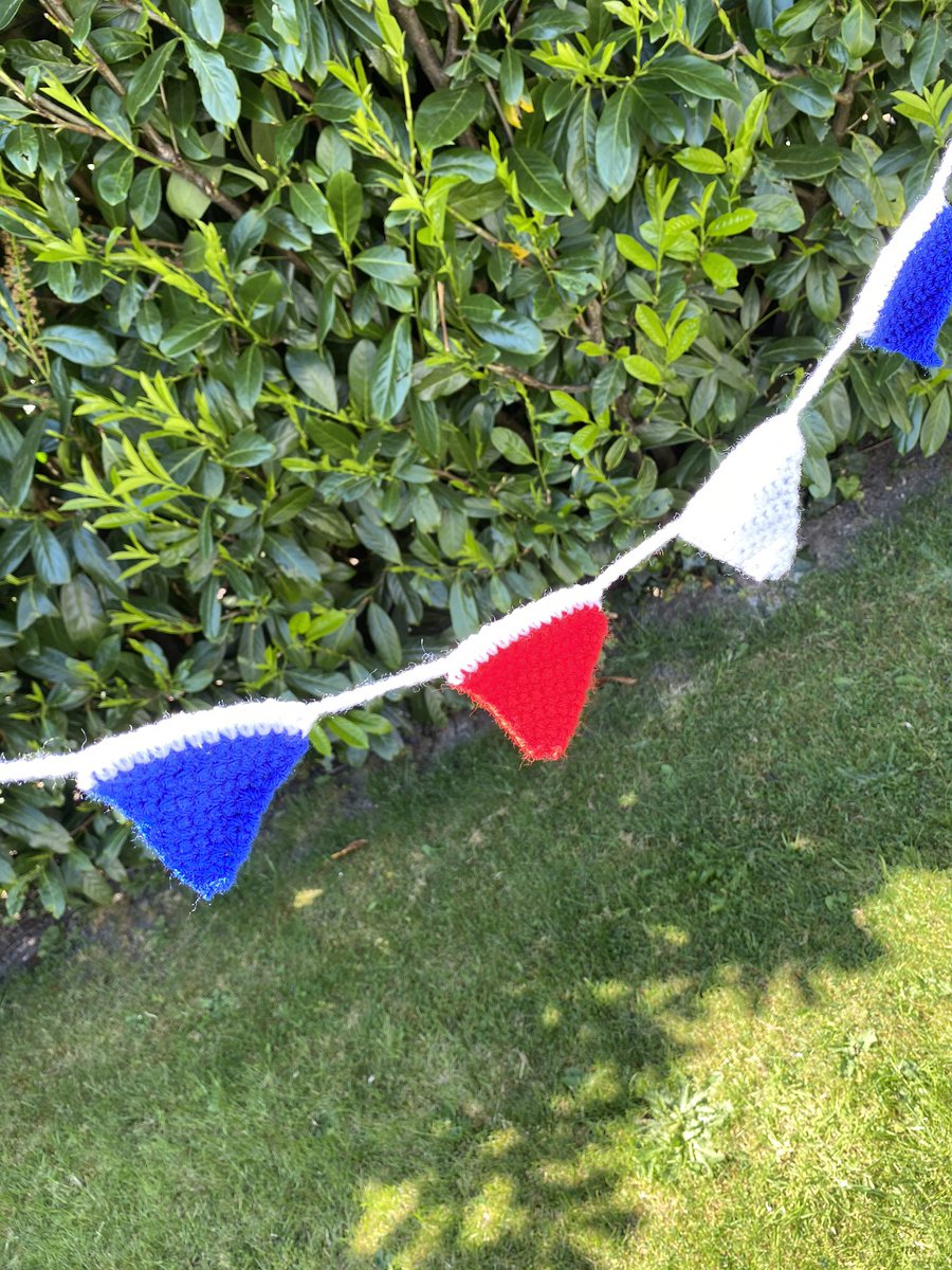 Crochet bunting for the window #VEDayAtHome