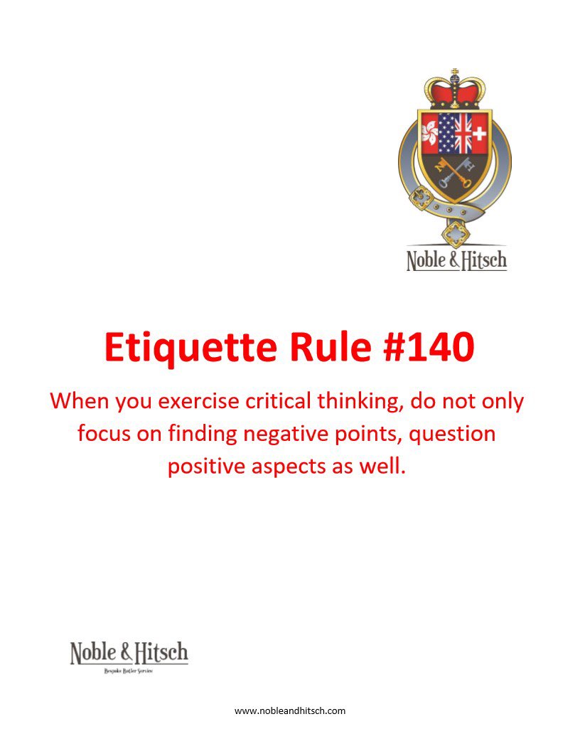 NobleAndHitsch's tweet photo. Etiquette is not only for Kings and Queens!⠀⠀⠀
Practical Tips on Etiquette from the Butler in Hong Kong.⠀⠀
#NobleAndHitsch #etiquette #ButlerHongKong #LuxuryLifeStyle #Butler #manners #goodmanners #lovemylife #gentleman #lady #critical #commonsense #think https://t.co/Q29XF9shvI