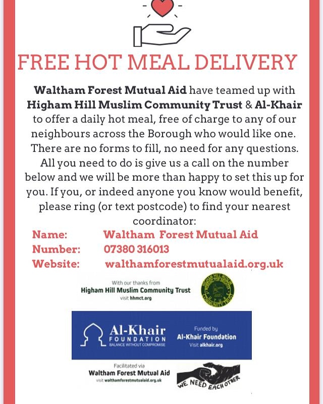 HumanLibraryWF's tweet photo. I am proud to have contributed to the community support led Waltham Forest Mutual Aid. These wonderful organisations are working together to feed our neighbours, if you know someone who can be supported with a hot meal, please share this with them. No questions asked. https://t.co/j3kJGKpsgN