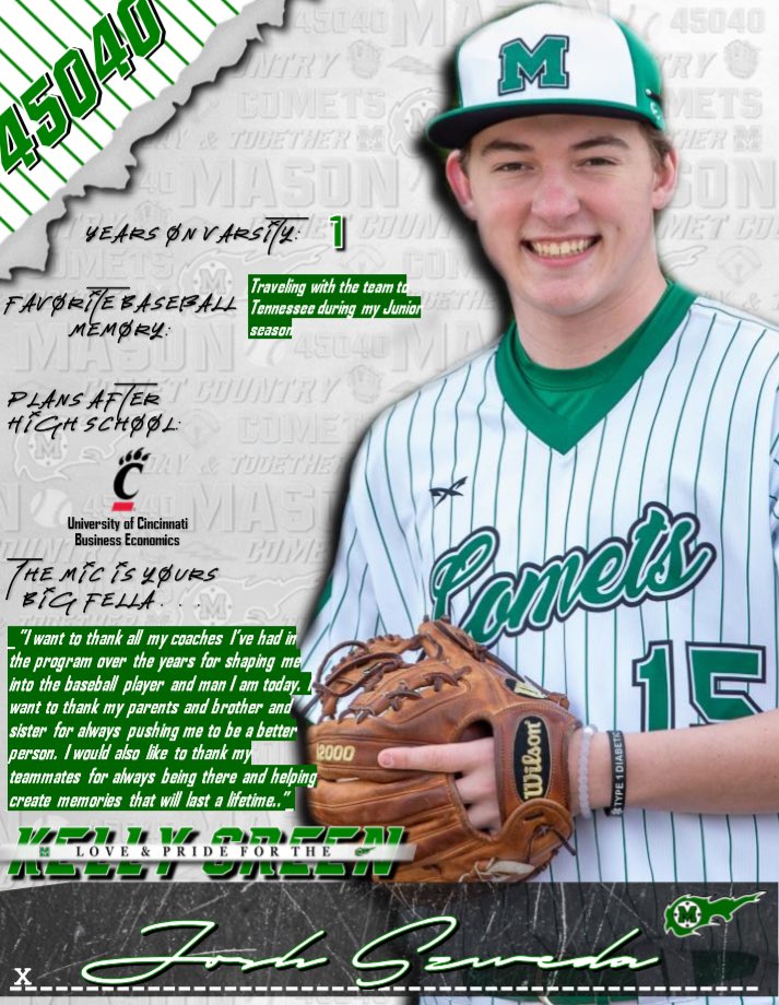 MasonHSBaseball's tweet photo. Congratulations and thank you to senior P Josh Szweda.  Upon graduation from Mason, Josh will be pursuing a degree in Economics at The University of Cincinnati. https://t.co/THTqfxSCmY