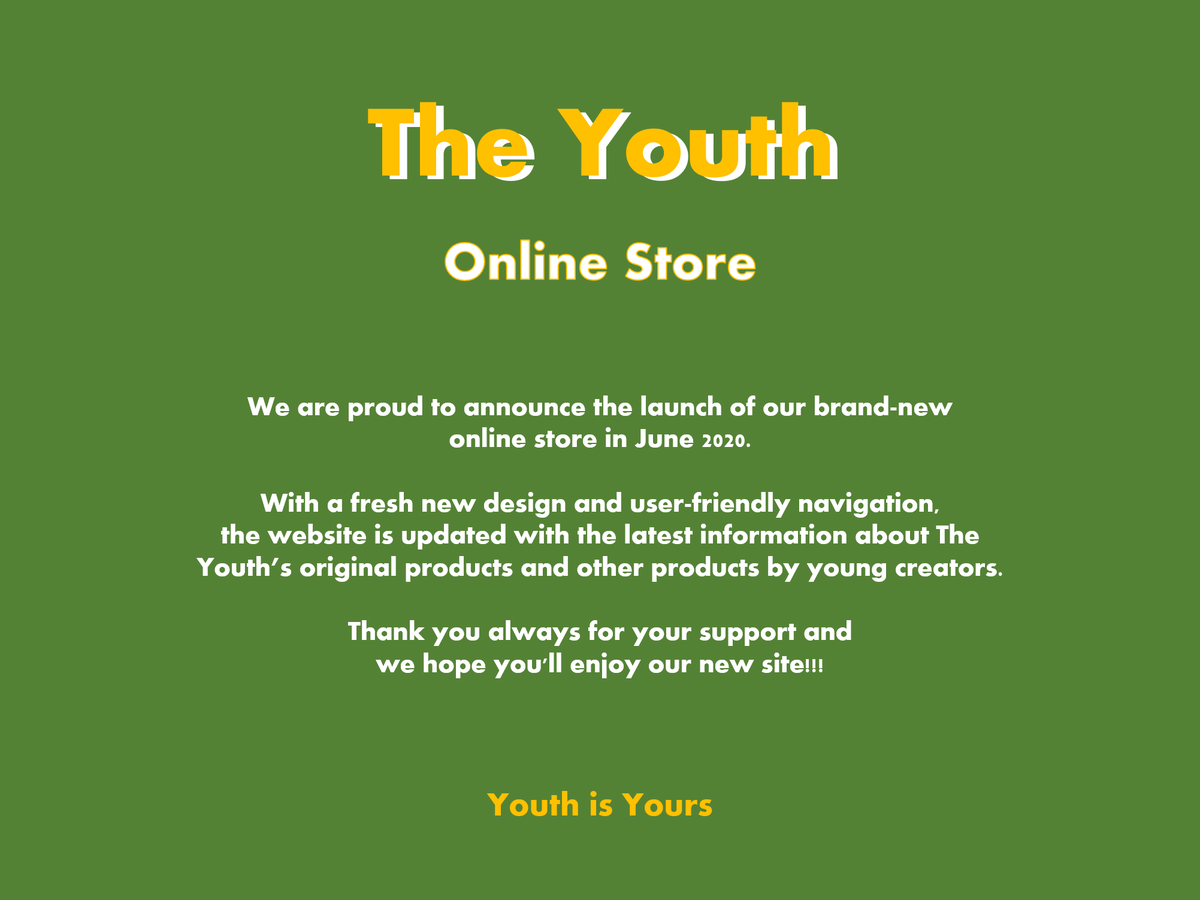 TheYouth_tyo's tweet photo. The YouthのOfficial Online Storeを6月に開設します。サイト上では10代や20代のうちから意思を持って自分の道を切り開き、様々なフィールドで活躍されてきたクリエイターやアーティストの方々の作品を販売していく予定です！
#theyouthtokyo #ザユース https://t.co/cER4yWcTU5