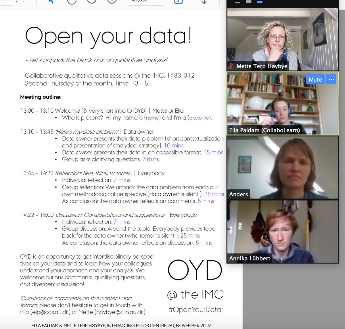 mettehoybye's tweet photo. An inspiring wrap to our very first #OpenYourData all virtual session @interact_minds with @ellapaldam sharing data from her work on #collaboration and #play. Participants today all OYD veterans but hoping to see new faces when we meet on June11. Stay tuned.. #openscience https://t.co/beXq3Xnm8b