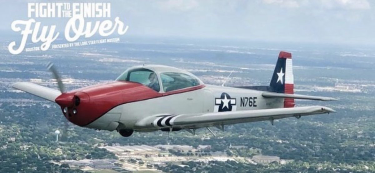 JMilesKHOU's tweet photo. Ready for another flyover? This is cool. Vintage planes will soar tomorrow as Houston’s Lone Star Flight Museum commemorates the 75th anniversary of #VEDay (Victory in Europe). Details and flight path: https://t.co/TwDkNeN1HV #khou11 #htownrush #flighttothefinish @KHOU https://t.co/4alN3cqYGo