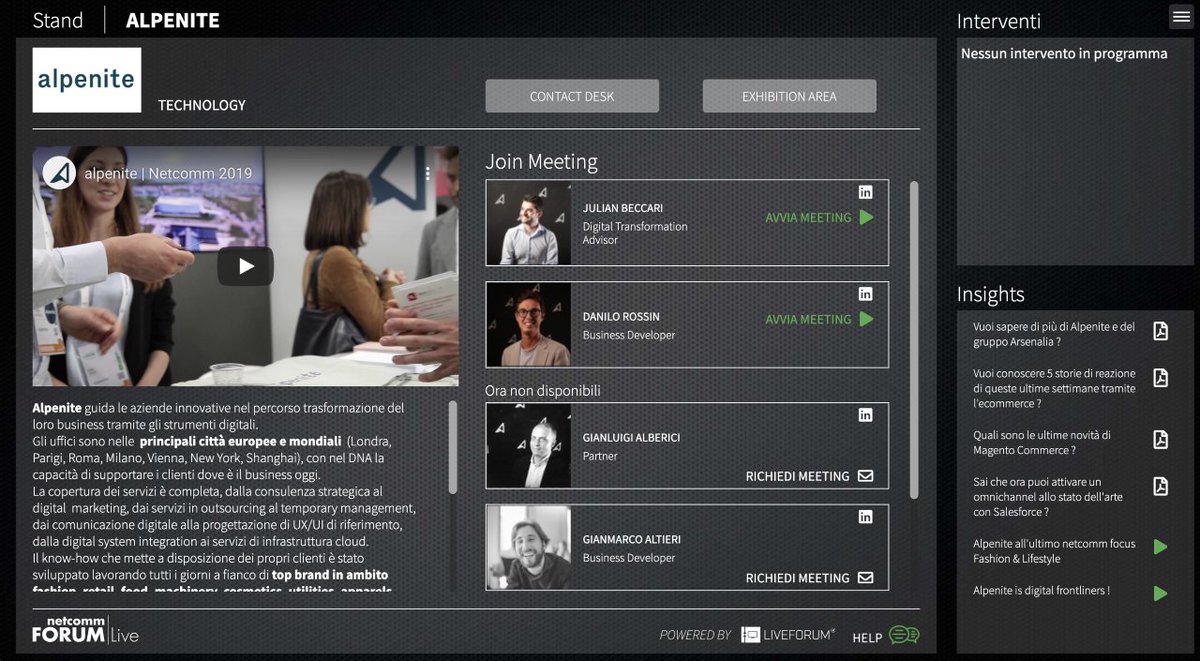 Last day at Netcomm Forum Live. Don't miss the opportunity to visit our virtual stand and get in touch with our digital frontliners.

#alpenite #alpeniteneverstops #digitalfrontliners #NetcommForumLive #virtualmeeting #virtualstand #ecommerce #retail