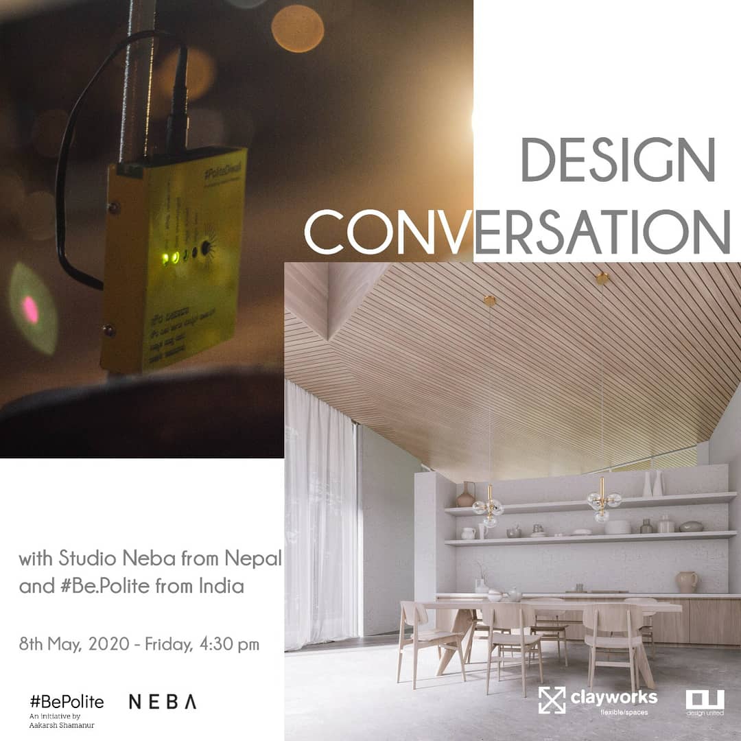 BePolite_City's tweet photo. @AakarshShamanur will be participating in a webinar along with @StudioNeba and Design United. Thank you @ClayWorks_Space for making this happen! You can register using the following link https://t.co/i0Y8P0Y40J https://t.co/sGQWteuRZC