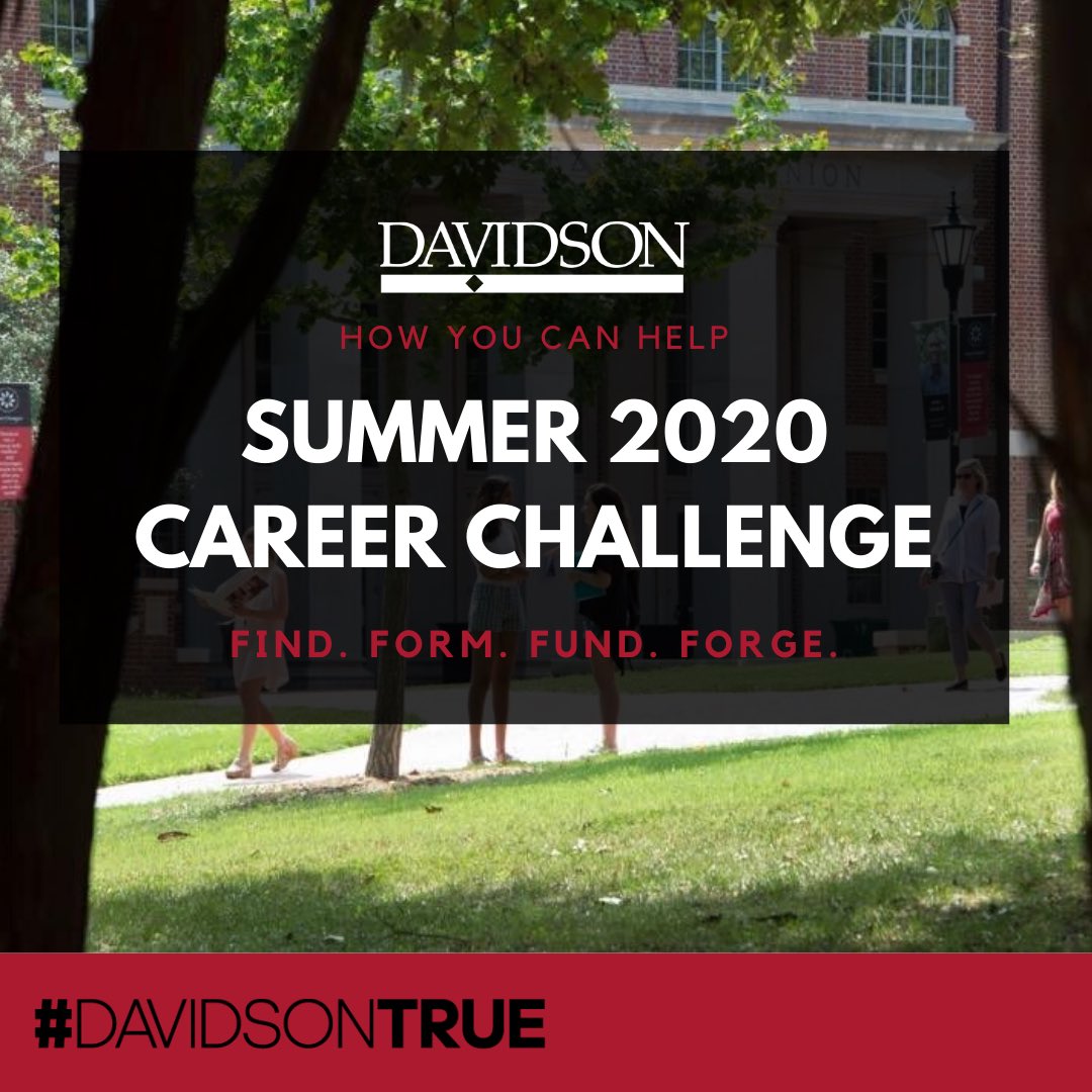 Have you heard about the Summer 2020 Career Challenge? Davidson community members have shared remote internships, research projects, mentorship + more. Visit Handshake and filter by the “careerchallenge” label under jobs to view all these amazing opportunities!