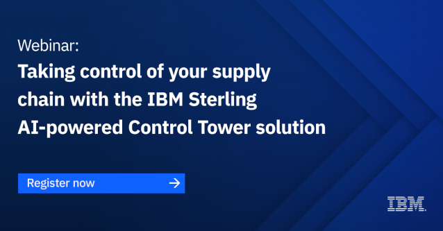 ToddBloom1's tweet photo. In today’s climate, AI-powered Control Towers can enable businesses to take a proactive approach to #supplychain challenges. Join #IBMSterling on May 19 for a webinar to learn how: https://t.co/wSIBZSI2CA https://t.co/OqnYoZoM3O