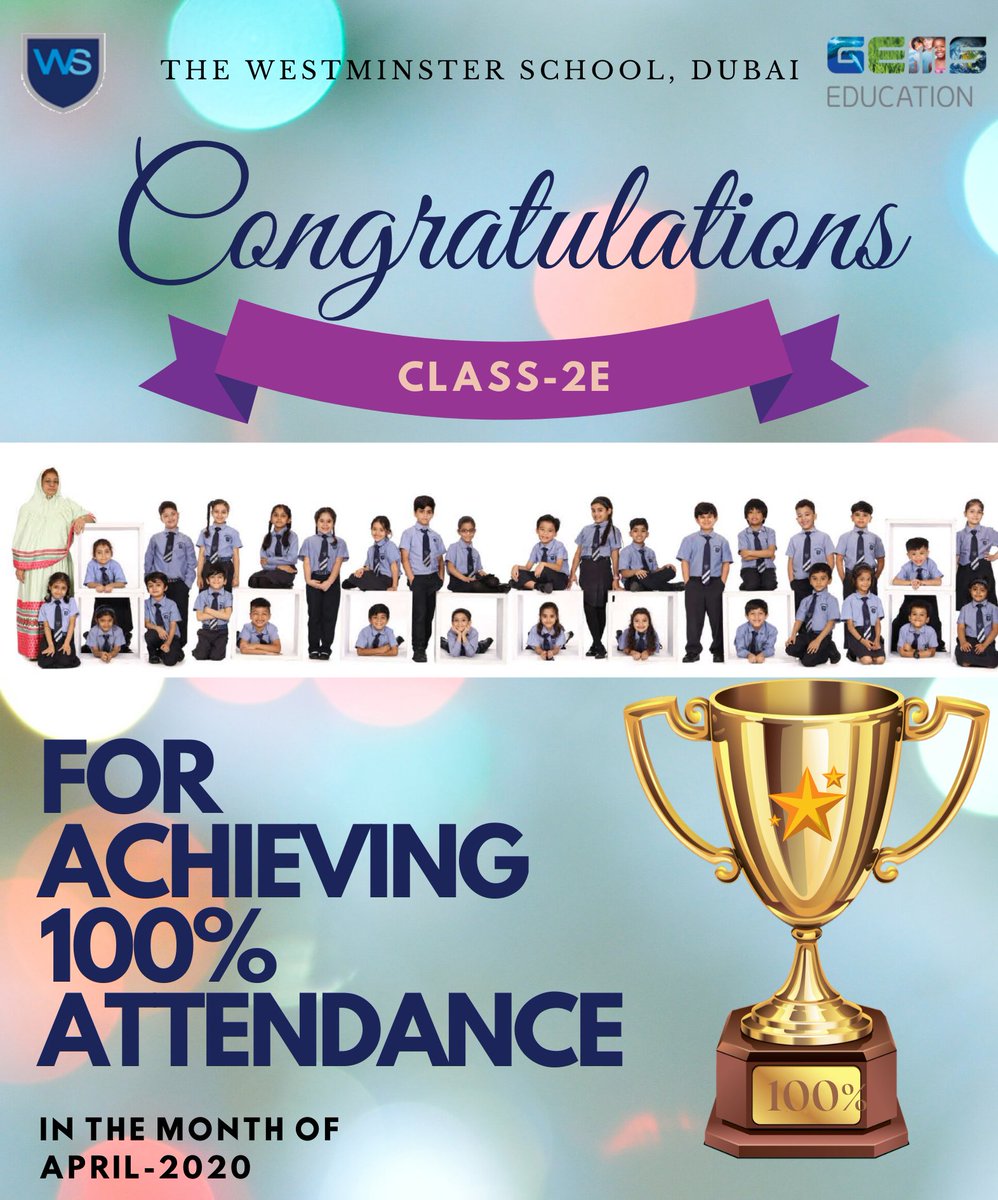 official_TWS's tweet photo. Heartiest congratulations to the classes 2B, 2E, 5C, 5D,for achieving 100% Attendance for the month of April 2020 Remote Learning. #GEMSComingTogether #GEMSEducation #LearningNeverStops #InThisTogetherDubai @TwsVijaya @GEMSEducation @KHDA @GEMSEducation https://t.co/q7BLmTs6LH
