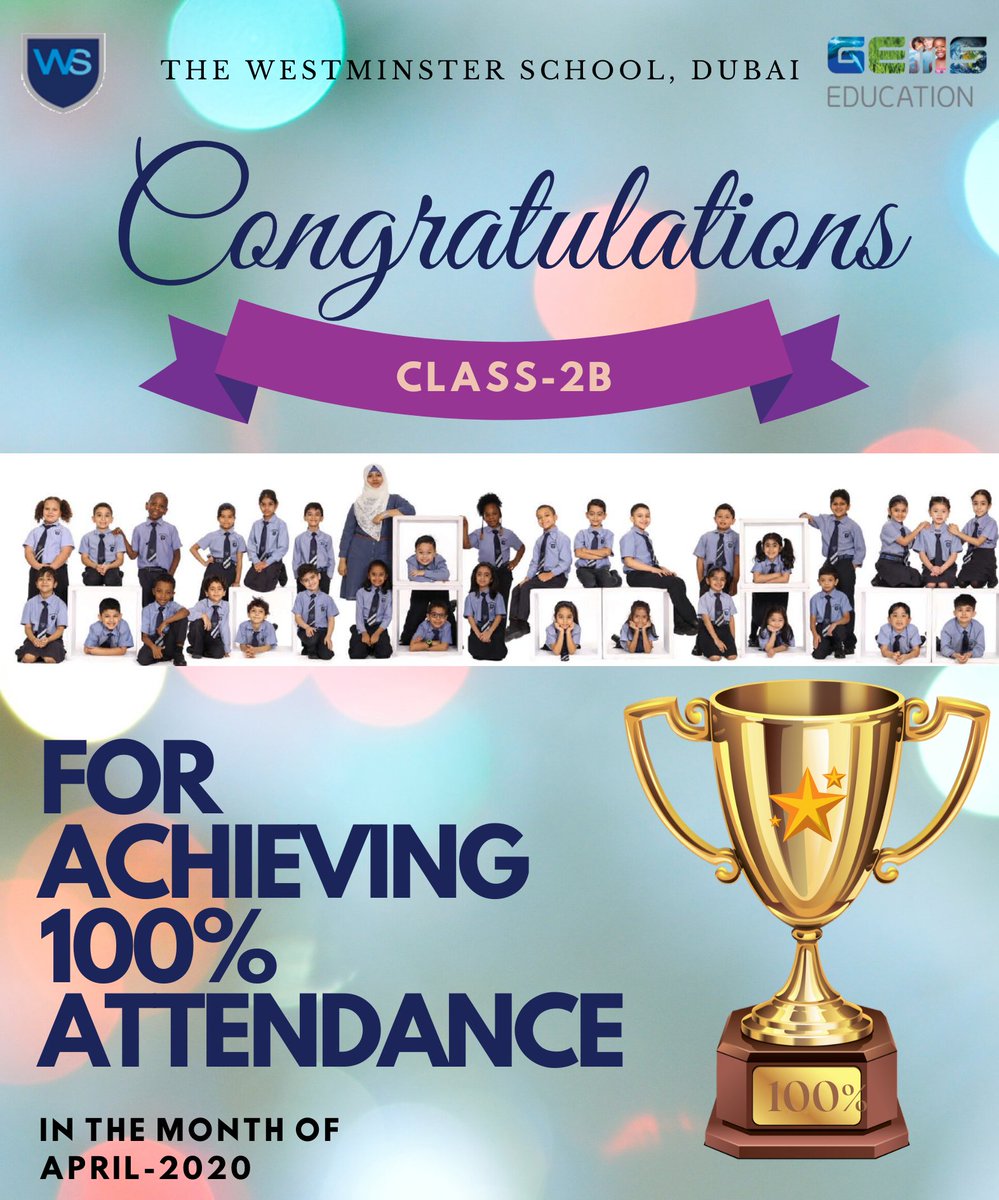 official_TWS's tweet photo. Heartiest congratulations to the classes 2B, 2E, 5C, 5D,for achieving 100% Attendance for the month of April 2020 Remote Learning. #GEMSComingTogether #GEMSEducation #LearningNeverStops #InThisTogetherDubai @TwsVijaya @GEMSEducation @KHDA @GEMSEducation https://t.co/q7BLmTs6LH