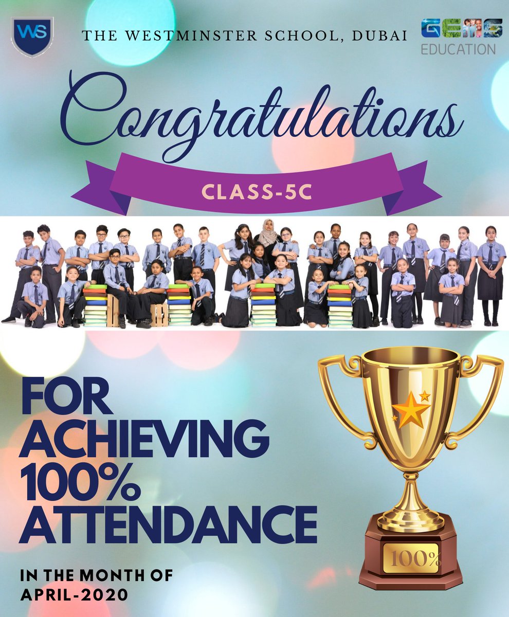 official_TWS's tweet photo. Heartiest congratulations to the classes 2B, 2E, 5C, 5D,for achieving 100% Attendance for the month of April 2020 Remote Learning. #GEMSComingTogether #GEMSEducation #LearningNeverStops #InThisTogetherDubai @TwsVijaya @GEMSEducation @KHDA @GEMSEducation https://t.co/q7BLmTs6LH
