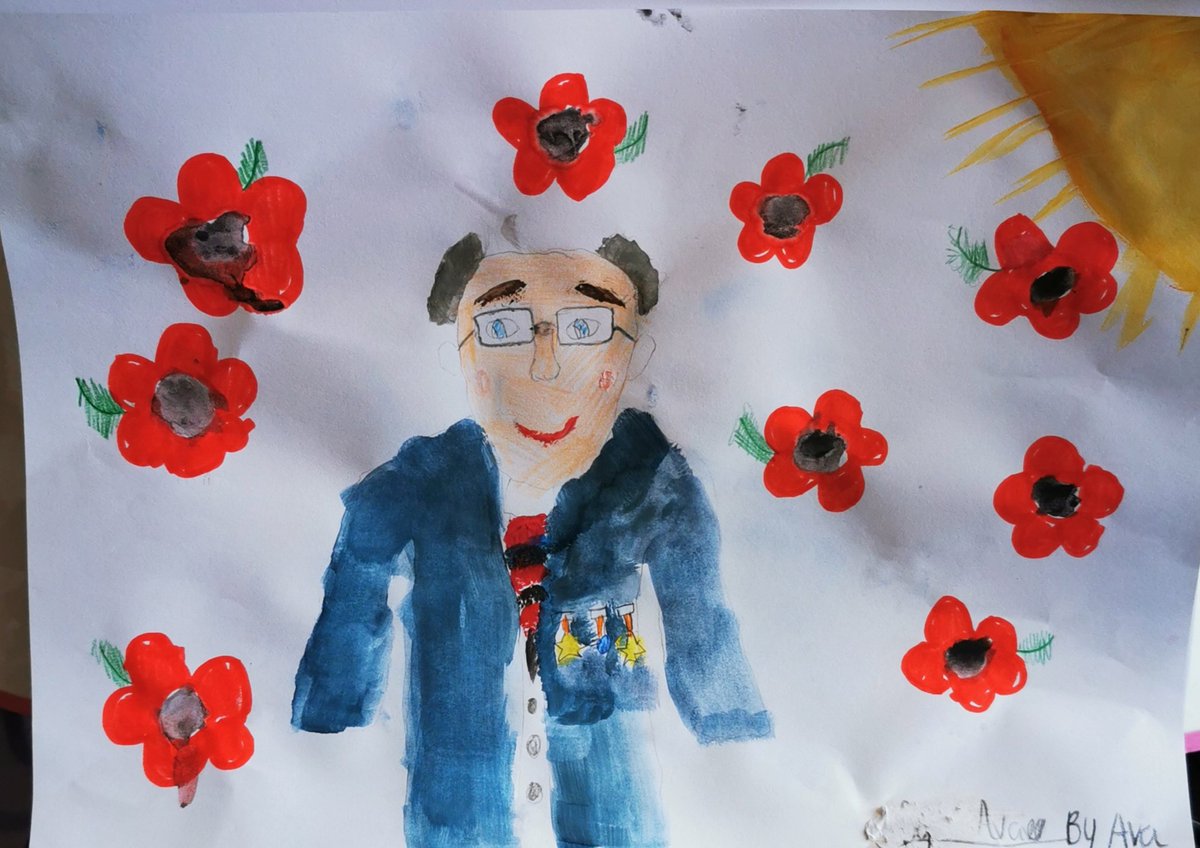 Dewdrop1986's tweet photo. @ChurchHillJS Busy day for Ava. Started off with her Sir Captain Tom Moore portrait followed by a spot of white rose maths in the ☀️ https://t.co/WGin2MOeag