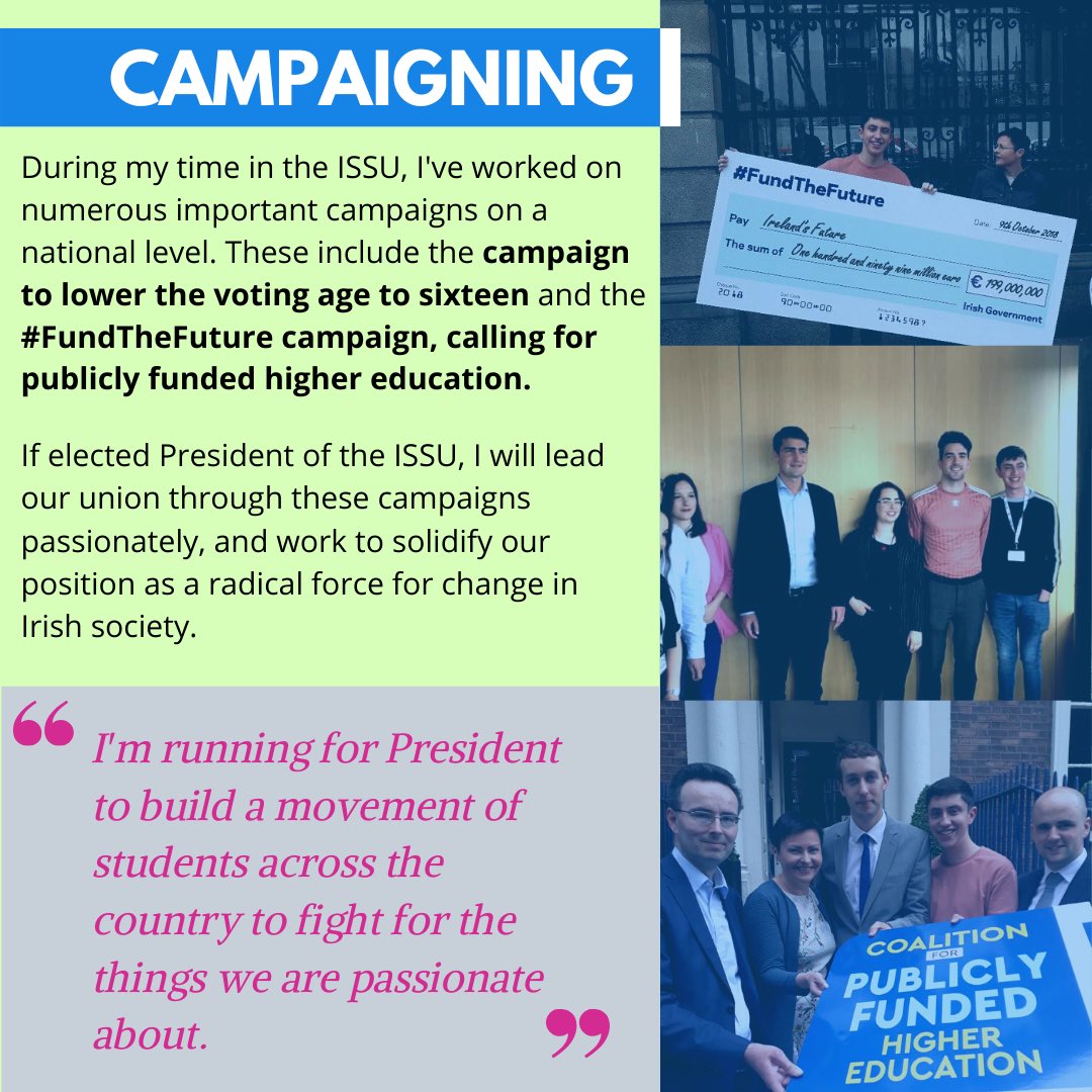 luke_forpres's tweet photo. During my time in the ISSU, I’ve worked on numerous important campaigns on a national level. These include the campaign to lower the voting age to sixteen #VotesAt16, and the #FundTheFuture campaign calling for publicly funded higher education. 
#LetsBuildAMovement https://t.co/Sb5kDdJW1R