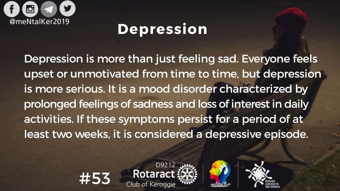 meNtalKer2019's tweet photo. Follow us on our social media pages to follow the awareness campaign.
#mentalhealth #depression
#racKeroggie #racNE
#rotaract_ethiopia #rotaract
#rotaryconnectstheworld #rotary https://t.co/4slESFgVvk