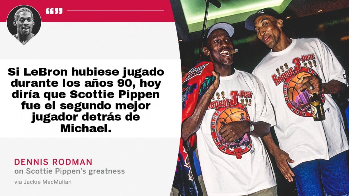 NBATercerEquipo's tweet photo. Dennis Rodman quiere que todos se den cuenta de lo bueno que era Scottie Pippen.

Vía @ESPNNBA

#TheLastDance https://t.co/ksw7wsujKh