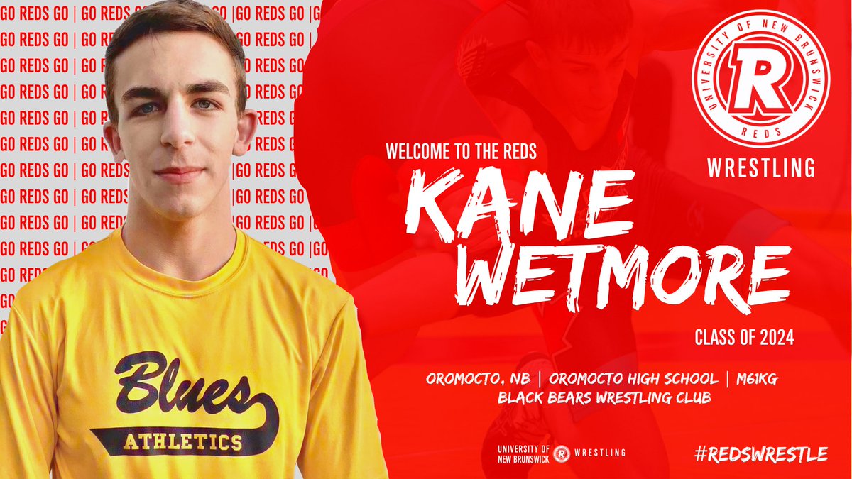 UNBWrestling's tweet photo. 🚨WELCOME TO THE REDS!
#REDSWRESTLE | #ALLREDS

We are excite to announce our next recruit for 2020-2021 - KANE WETMORE! 

Another homegrown wrestler for #UNBWrestling, Kane is a longtime member of the @BlackBearsWRES U19 program. https://t.co/x6YOuLAsMn