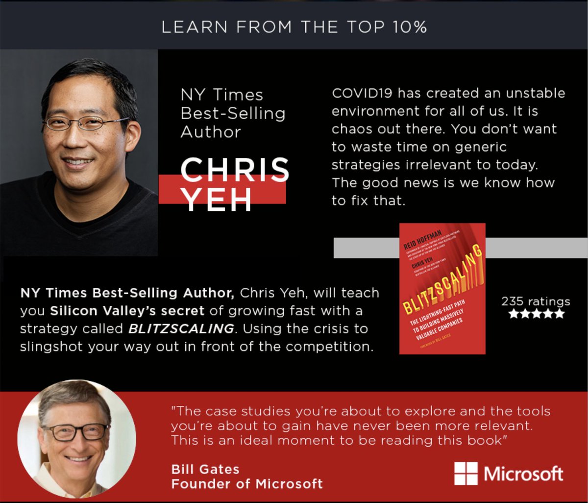 TheoryAe's tweet image. Our next LIVE discussion is with NYT Best-Selling Author 
@chrisyeh talking about  #Blitzscaling. Learn how you can adapt and use techniques to react and scale in the current Covid-19 pandemic.  Wed, March 13th 9:30 PM GST. 

Head to theory.ae to save your spot !