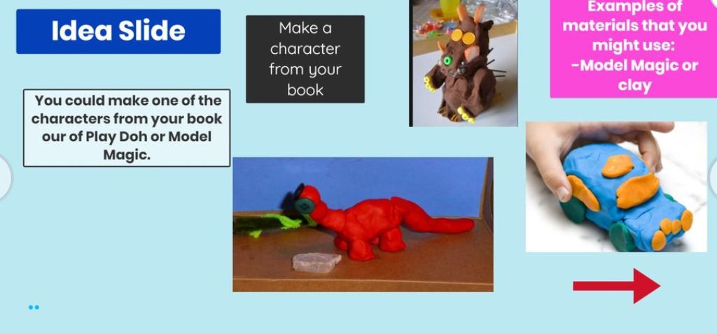 CBGaymanES's tweet photo. We are trimming back screen time with a little hands-on creativity! This week, our 2nd grade students choose a book project like a Play doh retelling or diorama building. #AmazingCreativity #GoGaymanMustangs #CBSDProud https://t.co/BVNL6Hnmia