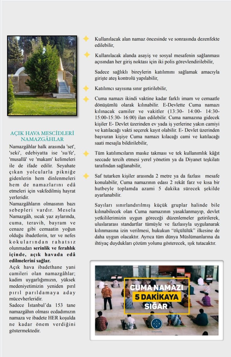 "Cuma Günü Hürriyeti" başlıklı Diyanet İşleri Başkanlığı'nın "Cuma Namazı Kılınmaması" yönünde vermiş olduğu kararı "hukukilik ve insan hakları" bağlamında inceleyerek, çözüm önerilerini sunduğumuz yazı ektedir. İstifadenize sunarız.
<a href="/HukukunUstDer/">Hukukun Üstünlüğü Derneği</a> <a href="/hudgenclik/">Hukukun Üstünlüğü Derneği Gençlik</a>