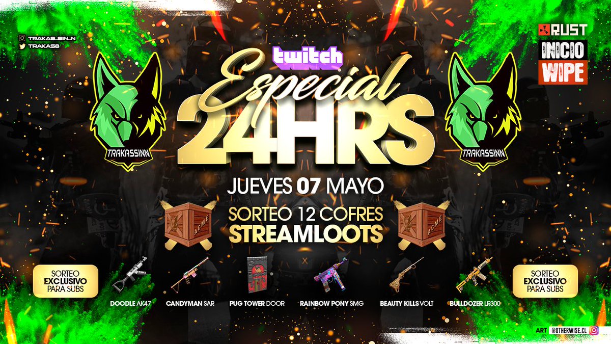 🔴Comenzamos el rico directo coyotil y el ESPECIAl 24 HORAS con sorteos sin parar

▶️Full WIPE de Rust con un parche muy importante y con un hype por las nubes

@gBotsTV 

twitch.tv/trakassinn

#FearTheCoyote #PartnerArratek #Streamloots