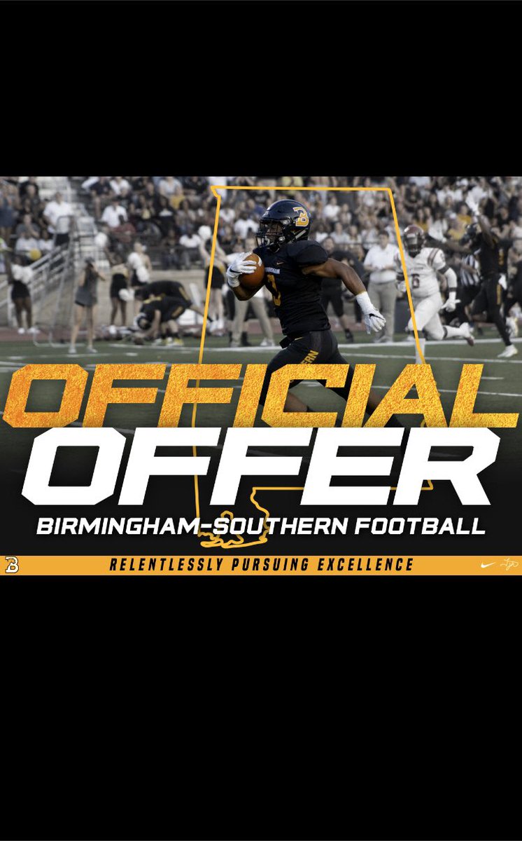 Cam_Williams_03's tweet photo. After a great conversation with @CoachTrue_BSC I’m blessed to receive my first offer at Birmingham southern. 🟡⚫️@MWilliams1078 https://t.co/F8HXdQMOLb