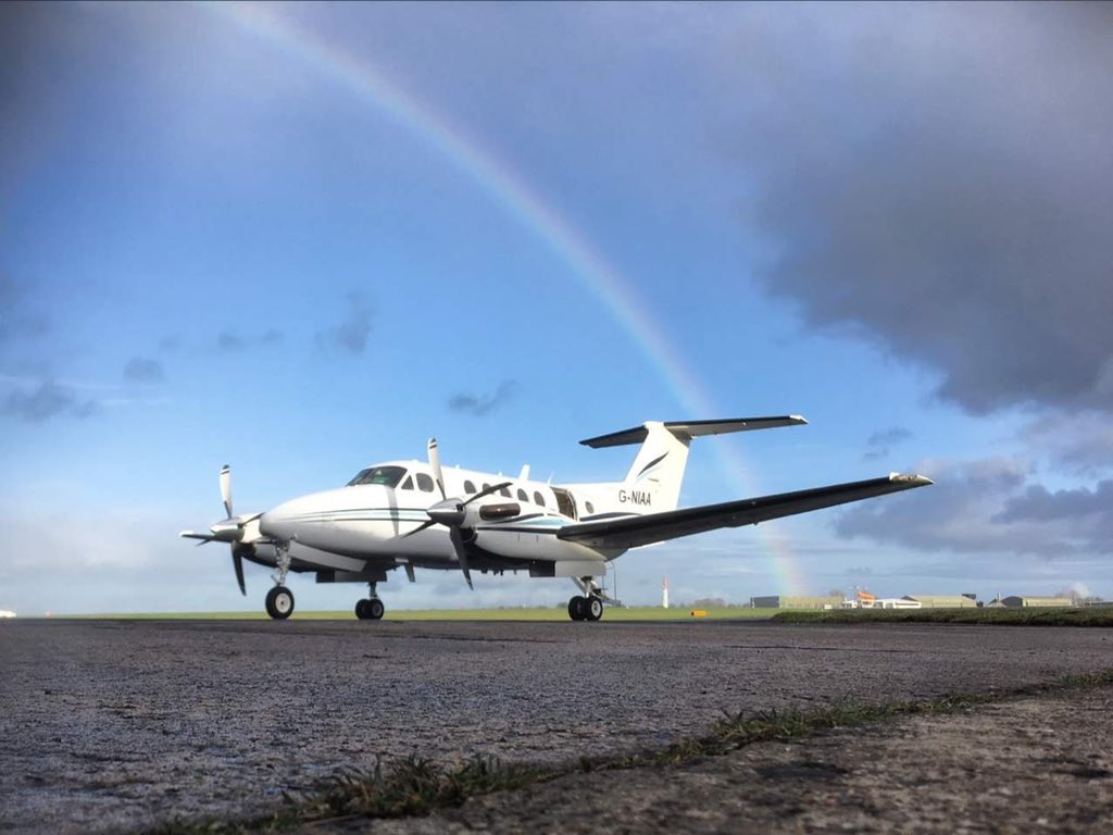 WoodgateAir's tweet photo. One of our King Air fixed wing Air Ambulance’s based at @belfastairport. We think you’ll agree, an appropriate photo for this evening. 👏🌈🛩 #ClapForOurCarers #ClapForTheNHS #clapforNHS #clapforourkeyworkers #airambulance #avion #kingair #kingairnation #rainbow https://t.co/fnH7gfN3FT