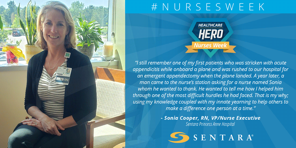 sentarahealth's tweet photo. It's #NursesWeek! We asked, "Why did you become a nurse?" All week we'll show you a few more reasons why these #heroes should be celebrated. #ThankYouNurses #SentaraHeroes https://t.co/CP04X1Kb9F