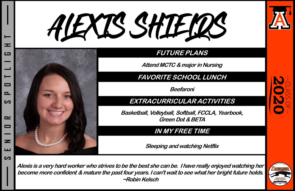 SENIOR SPOTLIGHT 🎓 AUGUSTA INDEPENDENT SCHOOL
#CLASSOF2020 👩‍🎓👨‍🎓 #PANTHERNATION🐾