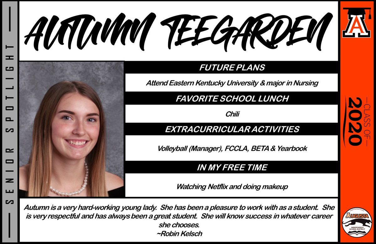 SENIOR SPOTLIGHT 🎓 AUGUSTA INDEPENDENT SCHOOL
#CLASSOF2020 👩‍🎓👨‍🎓 #PANTHERNATION🐾