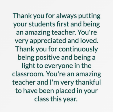 EducatorCourson's tweet photo. The latest Teacher Appreciation card from a thoughtful student. #GoBigO #oxfordconnect @OHSJackets1 https://t.co/0Gq8oSe40t