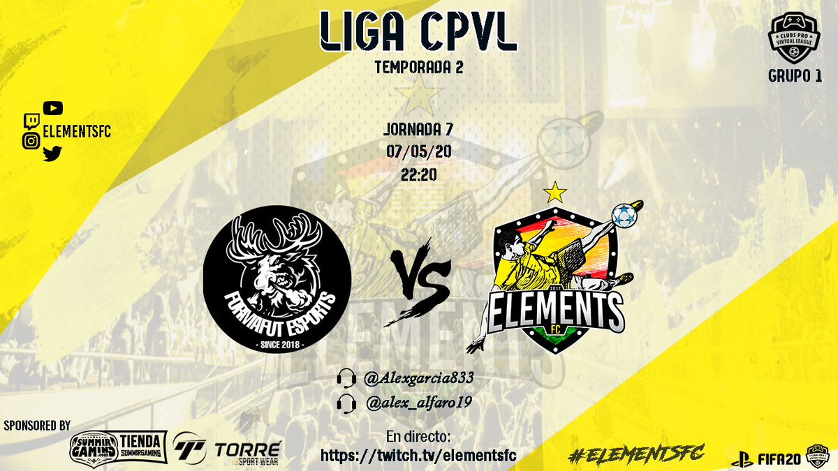 eLeMeNtSFC_'s tweet image. 2a Liga CPVL @CPVL_ES 🏆
#2LigaCPVL

|Jornada 7| ⏰22:20

@formafut vs @eLeMeNtSFC_

Buscaremos la victoria frente a un gran rival💪🔝Objetivo sumar los 3 ptos🔥

Sponsored by 
@SummirGaming &amp;amp; @torrewear

#eLeMeNtSFC 💛
#Fifa20 #PS4
#ClubesPro #11vs11
#YoMeQuedoEnCasa